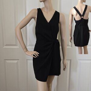 Zara Ring Back Wrap Mini Dress SZ M Black